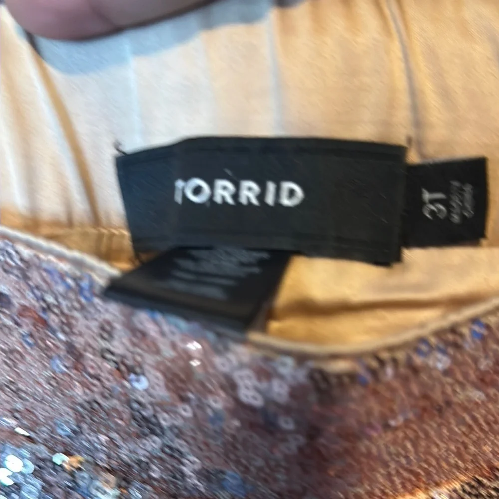 Torrid size 4 (26) Rose Gold Blazer and size 3 Tall (22-24) Pant Sequins Outfit - Picture 6 of 14